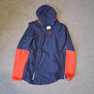 Nike Mens Navy & Orange Hooded Windbreaker Jacket Size S Lightweight New